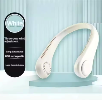 New Mini Neck Fan Portable Bladeless Hanging Neck 1200mAh Rechargeable Air Cooler 3 Speed Mini Summer Sports Fans